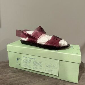 *NEW* Off-White Logo Jelly Slingback Flat Sandals | Size 8.5 Women “Lavender”